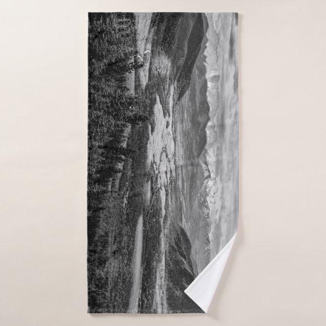 Athabasca Lookout, Monochrome Scenery Photography Bath Towel Set (Bath Towel)