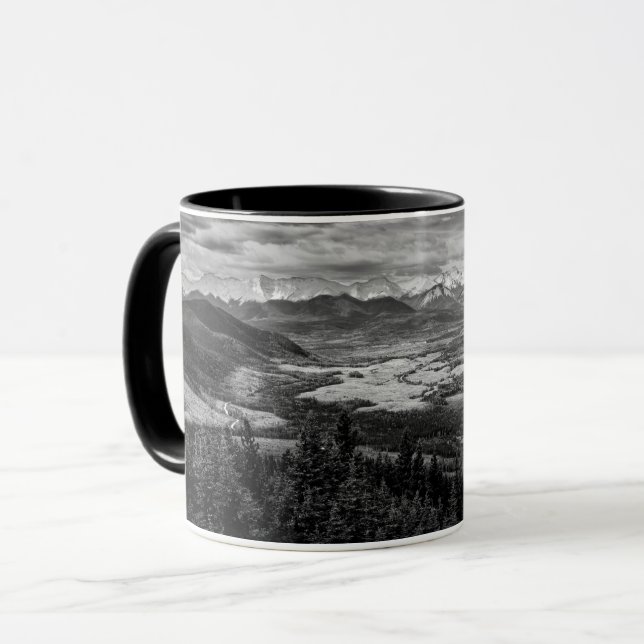 Athabasca Lookout, Monochrome Scenery Photography Mug (Front Left)
