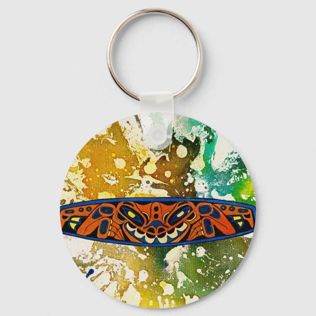 Athabascan Totem by Michael Moffa Key Ring (Front)