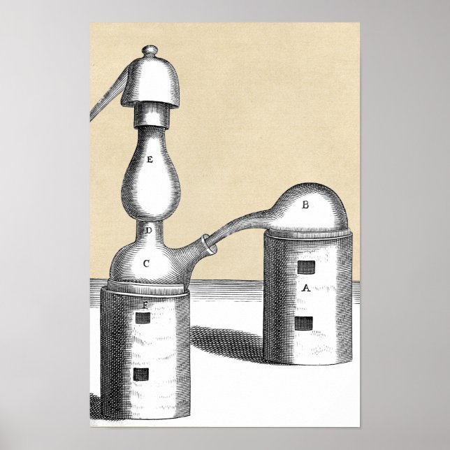 Athanor Alchemy Furnace and Alembic Flask Poster (Front)