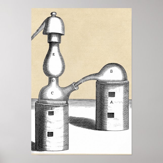 Athanor Alchemy Furnace and Alembic Flask Poster (Front)