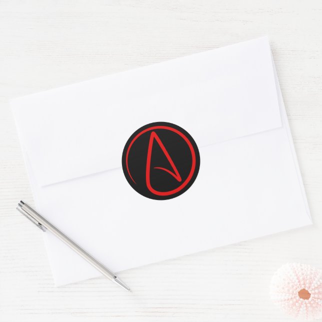 Atheism Red Logo Classic Round Sticker (Envelope)