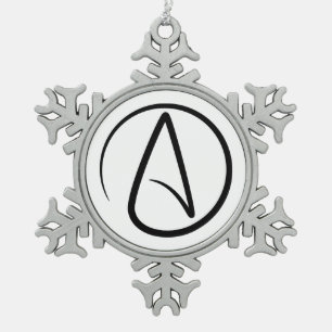 Atheism Symbol - Atheist Sign Snowflake Pewter Christmas Ornament