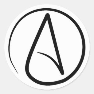 Atheism symbol: black on white classic round sticker
