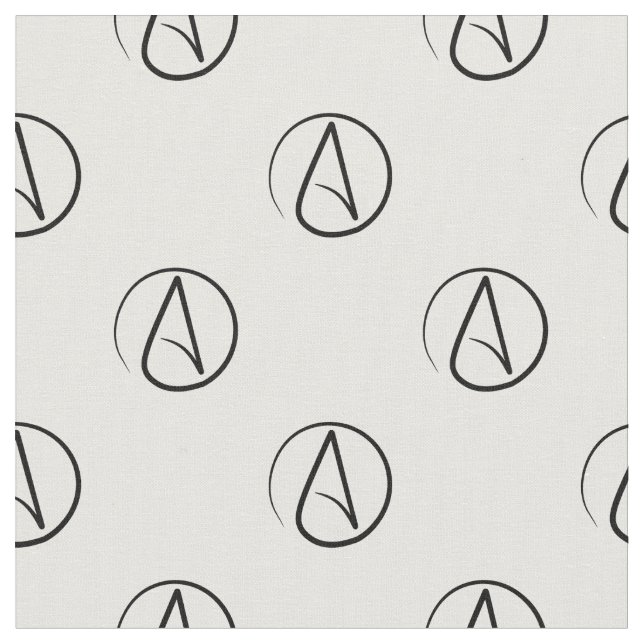 Atheism symbol: black on white fabric (Close Up)