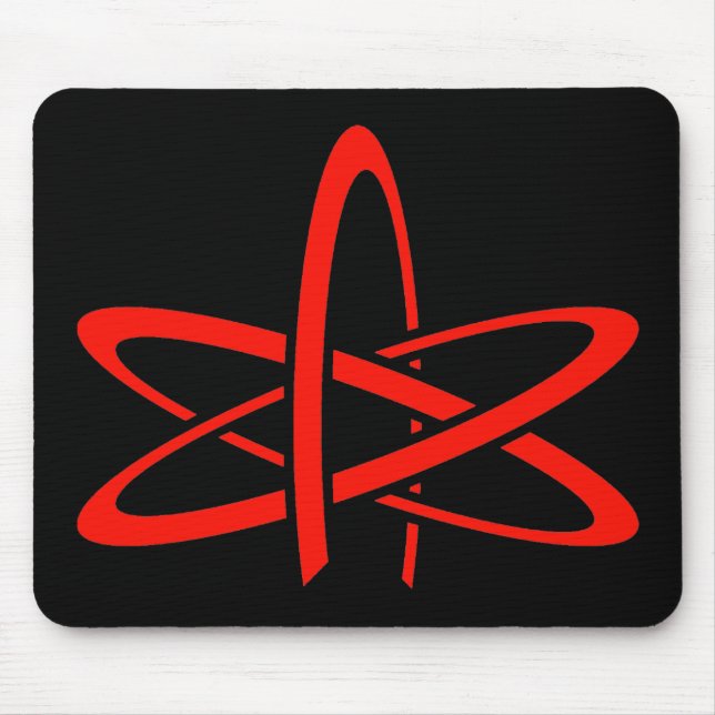 Atheist Atom (Red on Black) Mouse Mat (Front)
