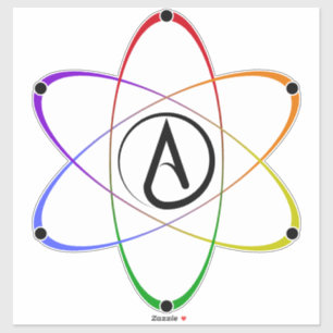 Atheist Atom Symbol Rainbow Black