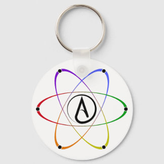 Atheist Atom Symbol Rainbow Black Key Ring