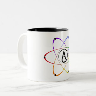 Atheist Atom Symbol Rainbow Black Two-Tone Coffee Mug