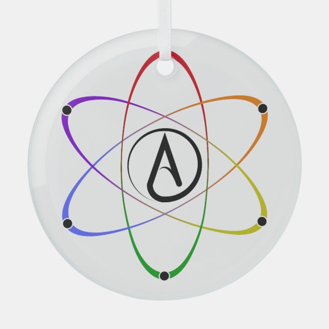 Atheist Atom Symbol Rainbow Glass Tree Decoration (Front)