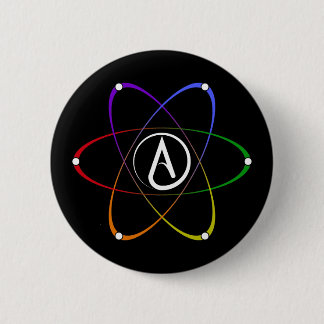 Atheist Atom Symbol Rainbow White 6 Cm Round Badge