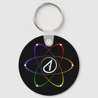 Atheist Atom Symbol Rainbow White Key Ring