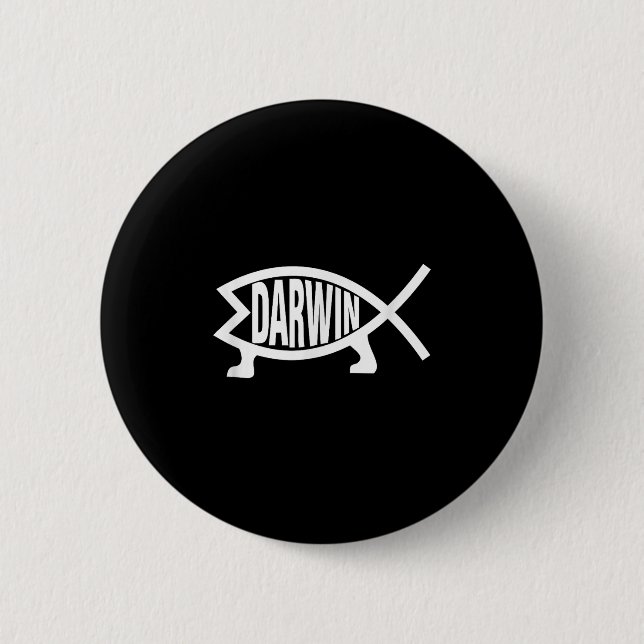 Atheist Charles Darwin Theory Of Evolution Fish  6 Cm Round Badge (Front)