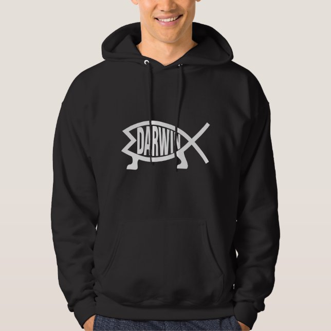 Atheist Charles Darwin Theory of Evolution Fish Hoodie (Front)