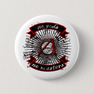 Atheist No Gods, No Masters 6 Cm Round Badge