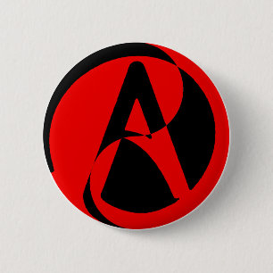 Atheist symbol 6 cm round badge