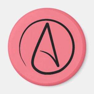Atheist symbol: black on coral magnet
