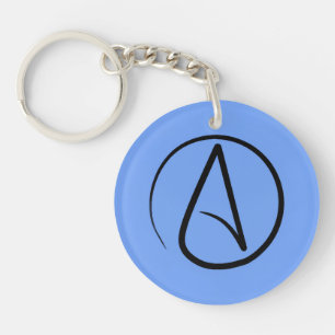 Atheist symbol: black on light blue key ring