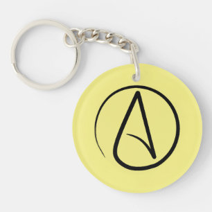 Atheist symbol: black on light yellow key ring