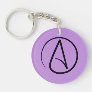 Atheist symbol: black on lilac key ring