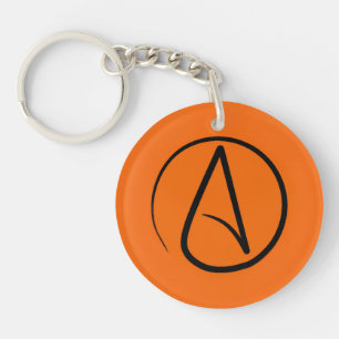 Atheist symbol: black on orange key ring
