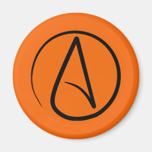 Atheist symbol: black on orange magnet
