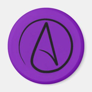 Atheist symbol: black on purple magnet