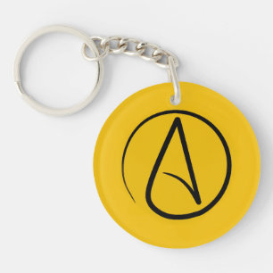 Atheist symbol: black on yellow key ring