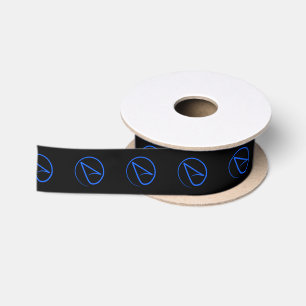 Atheist symbol: blue on black satin ribbon