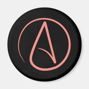 Atheist symbol: coral on black magnet