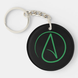 Atheist symbol: Green on black Key Ring