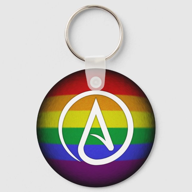 Atheist Symbol over Rainbow Key Ring (Front)