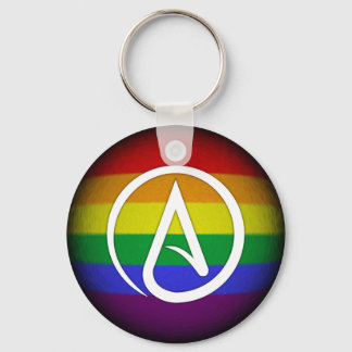 Atheist Symbol over Rainbow Key Ring