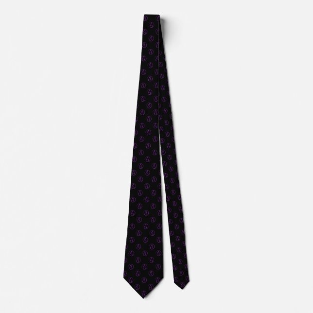 Atheist symbol: purple on black tie (Front)