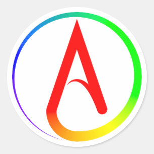Atheist Symbol Rainbow Classic Round Sticker