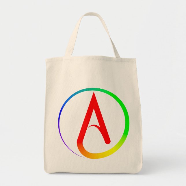 Atheist Symbol Rainbow Tote Bag (Front)