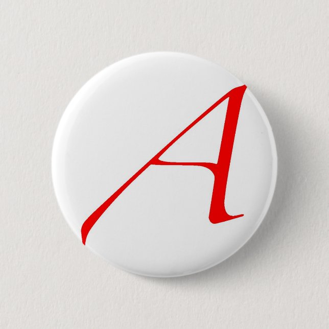 Atheist Symbol (Red A) 6 Cm Round Badge (Front)
