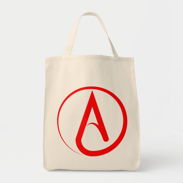 Atheist Symbol Red Tote Bag (Front)