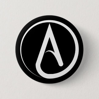 Atheist Symbol White 6 Cm Round Badge