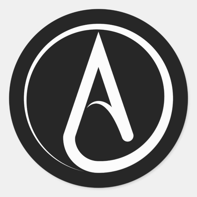 Atheist Symbol White Classic Round Sticker (Front)