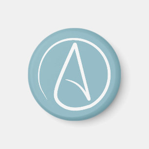 Atheist symbol: white on grey-blue magnet