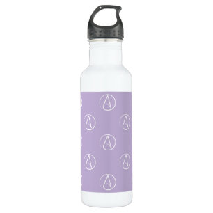 Atheist symbol: white on lavender 710 ml water bottle