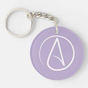 Atheist symbol: white on lavender key ring