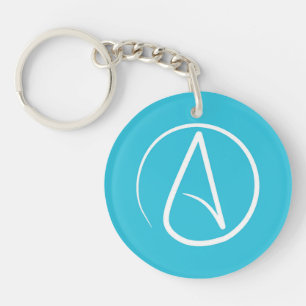 Atheist symbol: white on sky blue key ring
