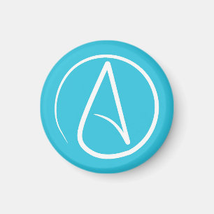 Atheist symbol: white on sky blue magnet