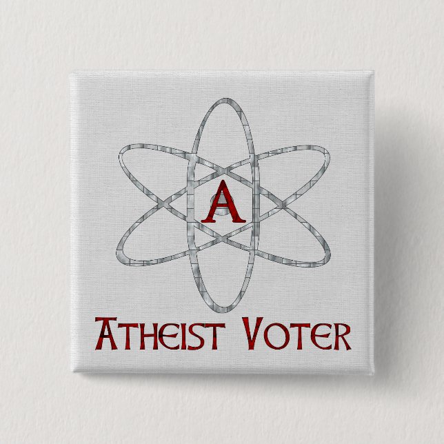 ATHEIST VOTER 15 CM SQUARE BADGE (Front)