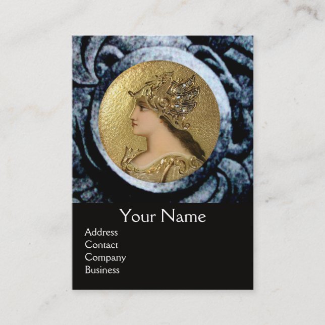 ATHENA AND FIGHTING GRYPHONS MONOGRAM ,Red Ruby Business Card (Front)