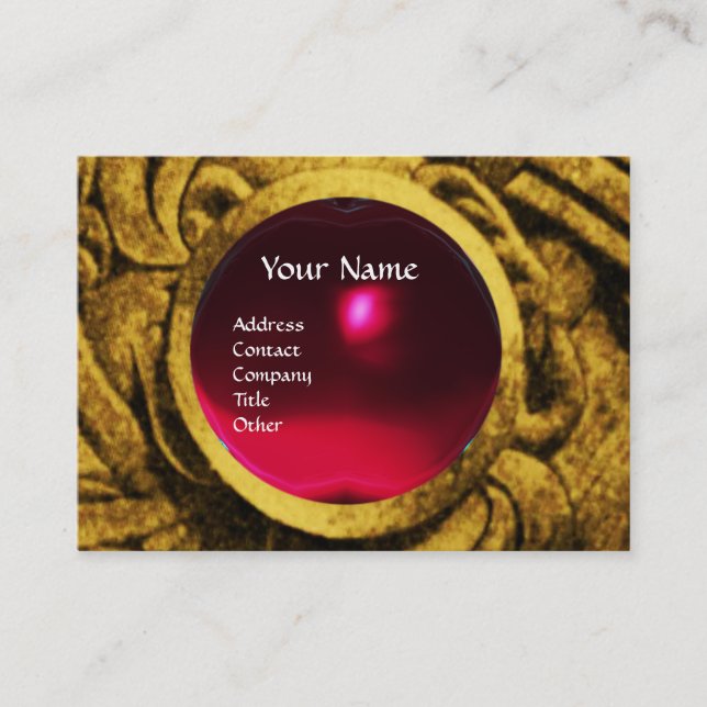 ATHENA AND FIGHTING GRYPHONS MONOGRAM ,Red Ruby Business Card (Front)