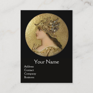 ATHENA AND FIGHTING GRYPHONS MONOGRAM ,Red Ruby Business Card