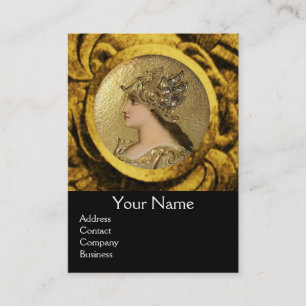 ATHENA AND FIGHTING GRYPHONS MONOGRAM ,Red Ruby Business Card